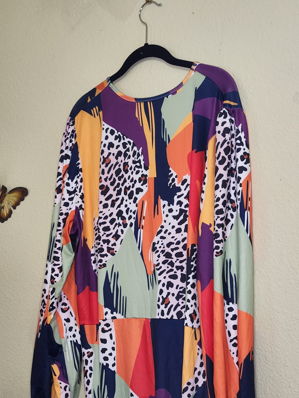 Multicolor Abstract Leopard Print Wrap Front Jumpsuit - 3XL